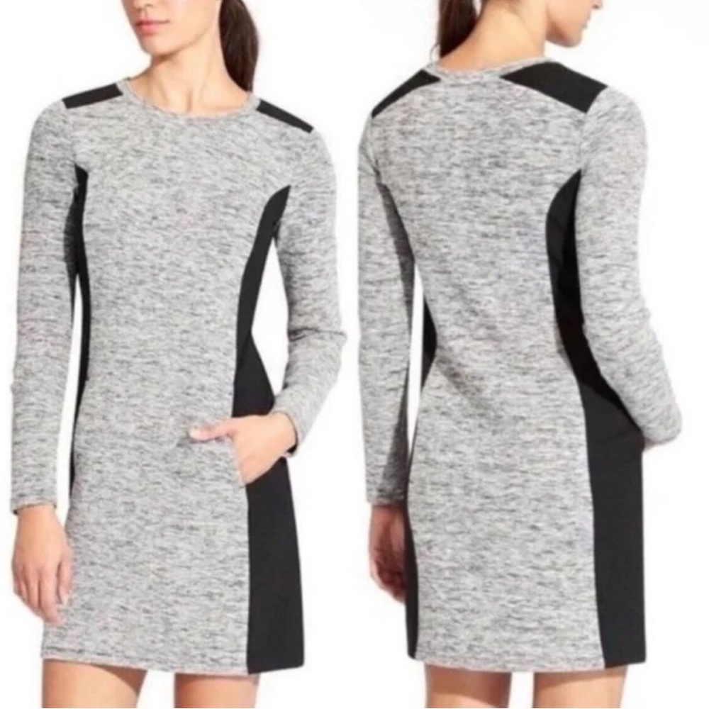 Athleta Cool Down Loungewear Long-sleeve Color Block‎ Dress in Grey & Black - XS
